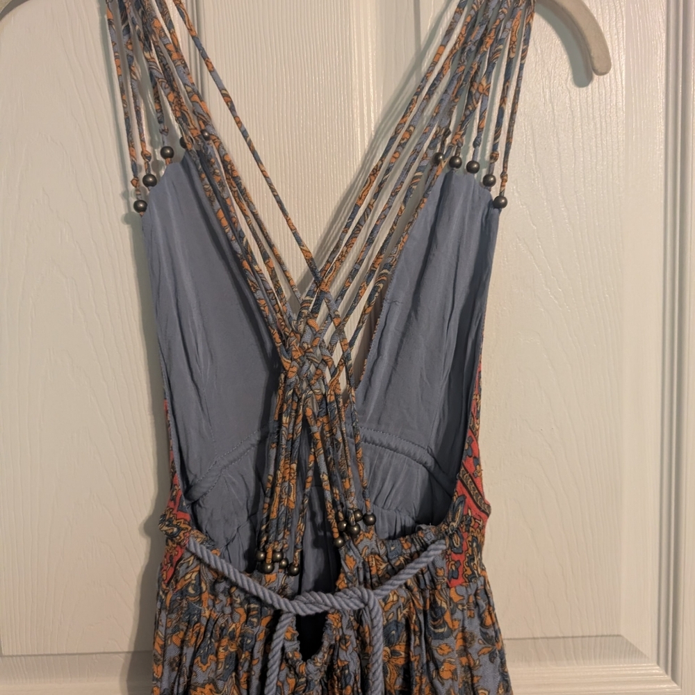 Free People Floral High Low Dress in Blue and Brown - Picture 6 of 6